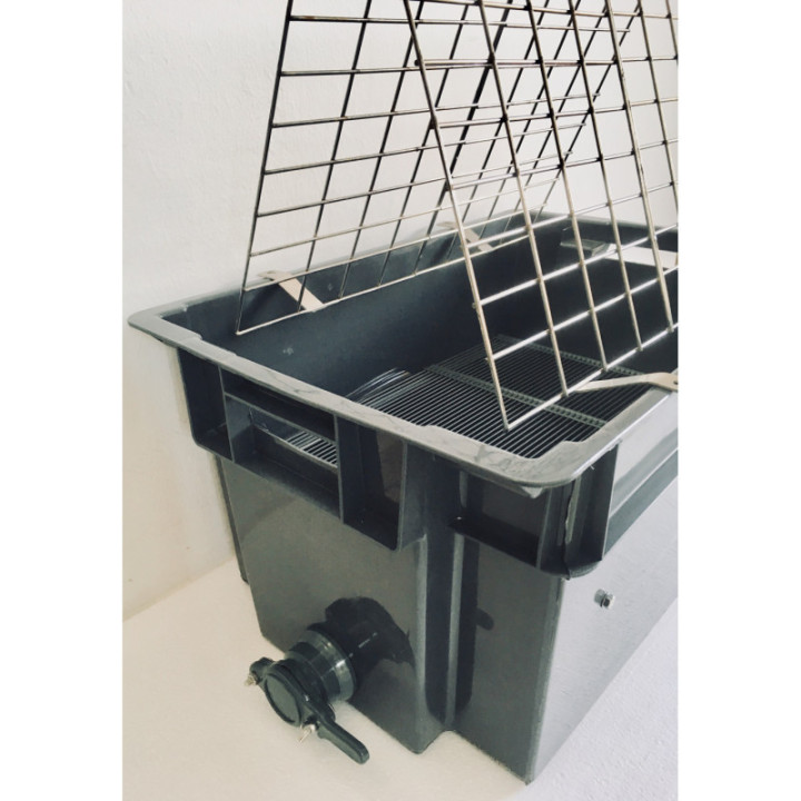 Műanyag fedelező láda, rozsdamentes állvánnyal