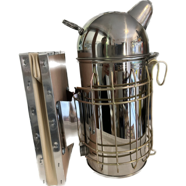 Inox füstölő műbőr fújtatóval 100 mm