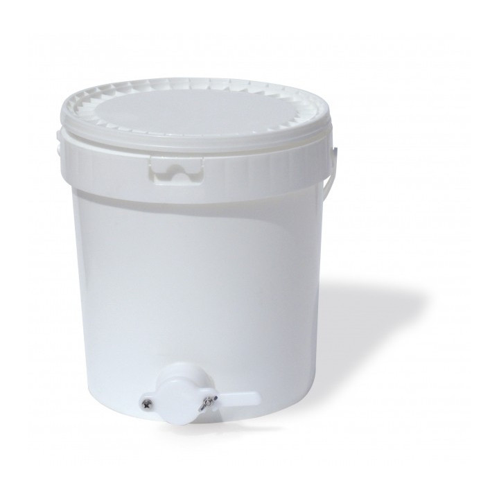 Fehér műanyag vödör , csappal, 25 kg-os
